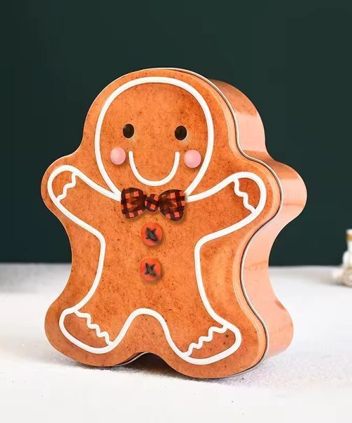 bonbonnière pain d'épice en métal forme de bonhomme